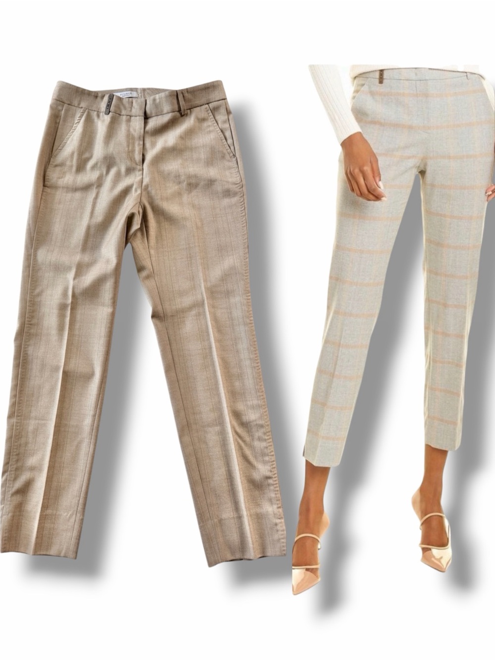 Peserico Plaid Wool Cigarette Trousers Size 40 US 4